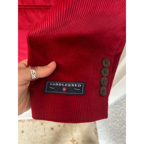 Saddlebred NWT Red Corduroy Cotton Blazer Sports Coat, Men's Size 48R, MSRP $125 - Picture 3 of 7